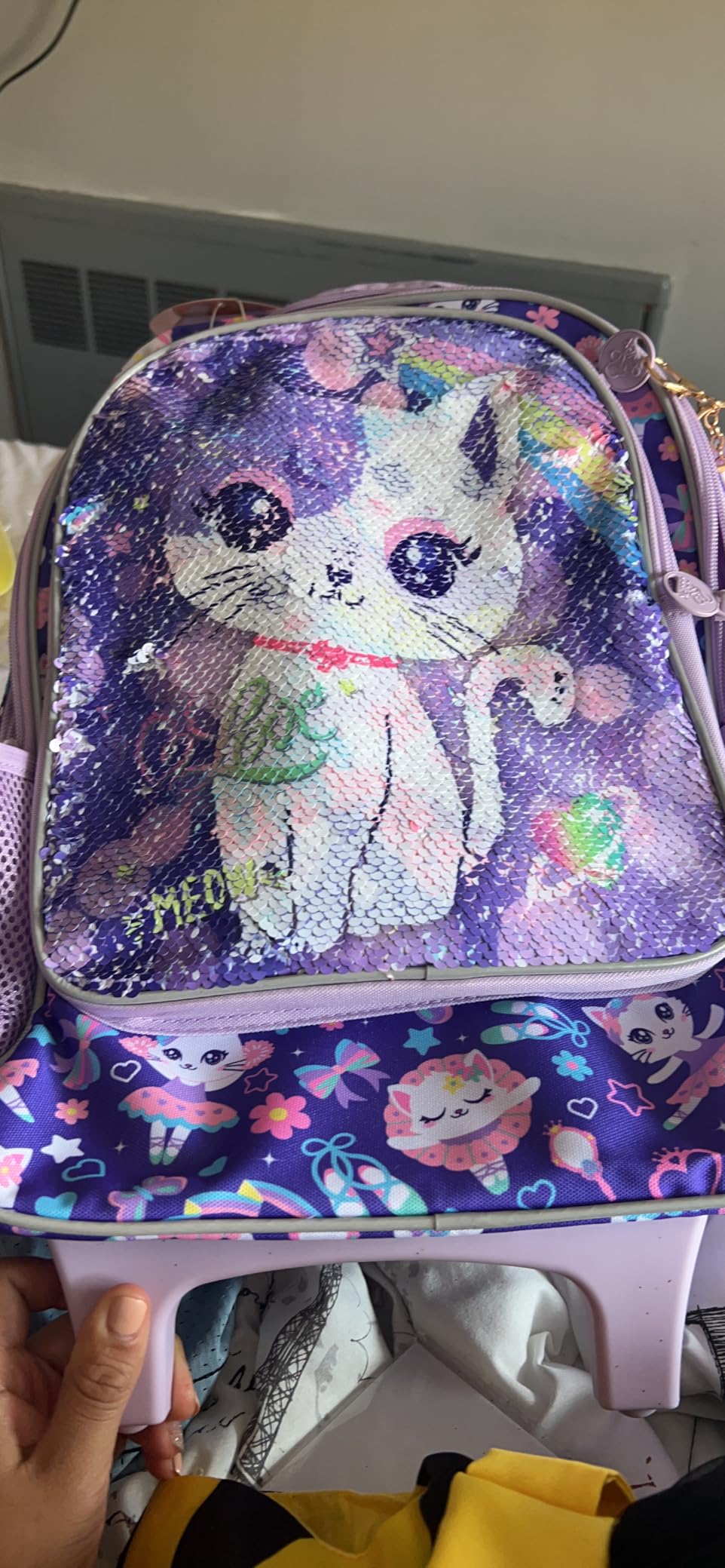 UFNDC 3PCS Rolling Backpack for Girls and Boys， Kids Unicorn Dinosaur Wheeled Bookbag customer photo 2
