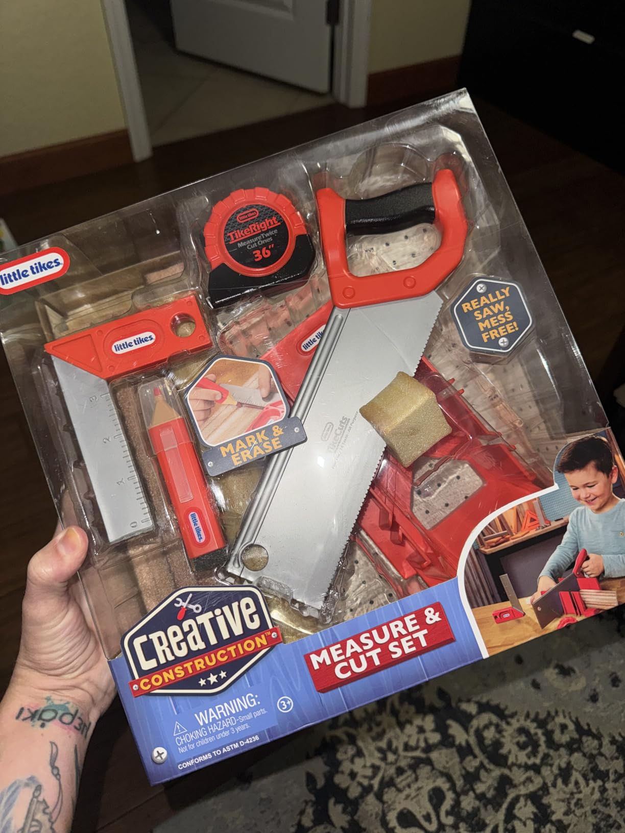 Little Tikes Creative Construction Measure & Cut Set with 5 Accessories, Pretend Play Construction Set, for Boys and Girls Ages 3+ Years customer photo 1