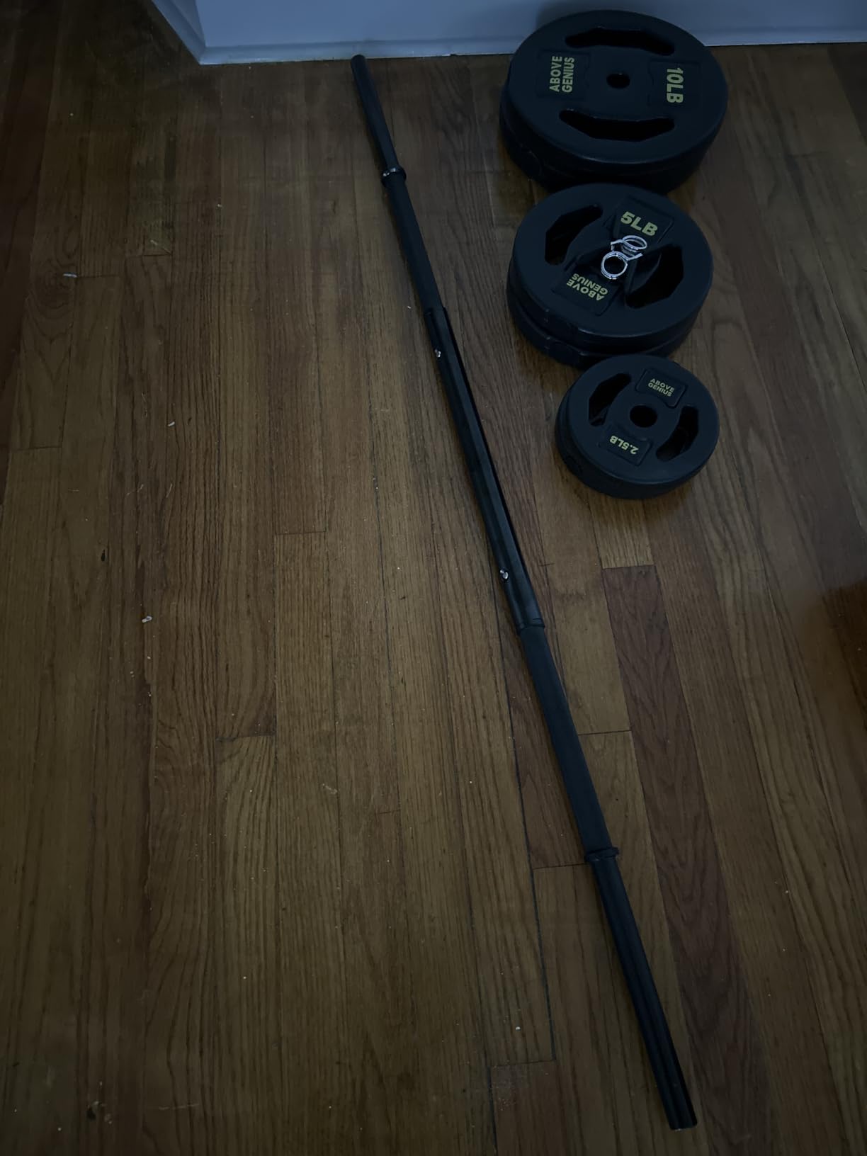 AboveGenius 45 lb Barbell Weight Set, Adjustable Workout Bar | Barbell Weight Set for Home Gym Strength Training customer photo 1