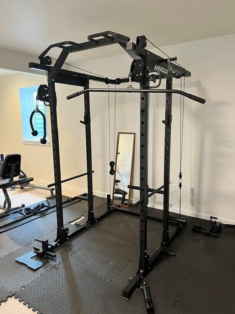 Mikolo Power Cage, Power Rack with Cable Crossover System, 1500LBS Squat Rack with LAT Pull Down System, Workout Cage with Pulley System for Fitness Home Gym customer photo 2