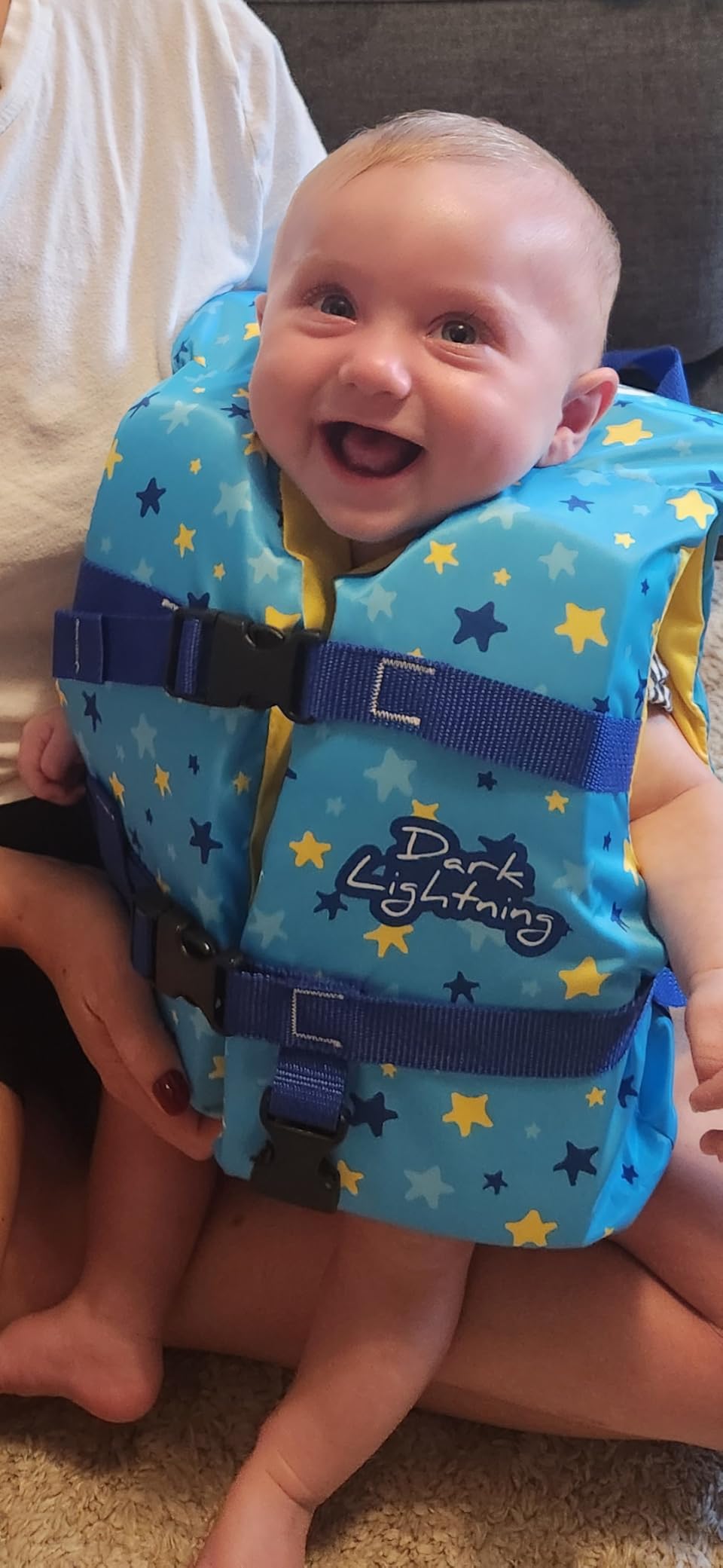 Dark Lightning USCG Approved Infant Life Jacket 0-30 lbs, Toddler Swim Vest and Baby Life Vest for 1-3 Years, 20-30 lbs, Headrest, Leg Strap and Grab Handle customer photo 2