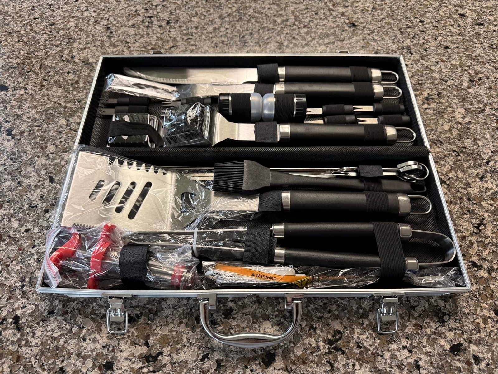 grilljoy 24PCS BBQ Grill Tools Set with Meat Thermometer and Injector - Extra Thick Stainless Steel Fork, Spatula& Tongs - Complete BBQ Accessories in - Perfect Grill Gifts for Father's Day customer photo 2