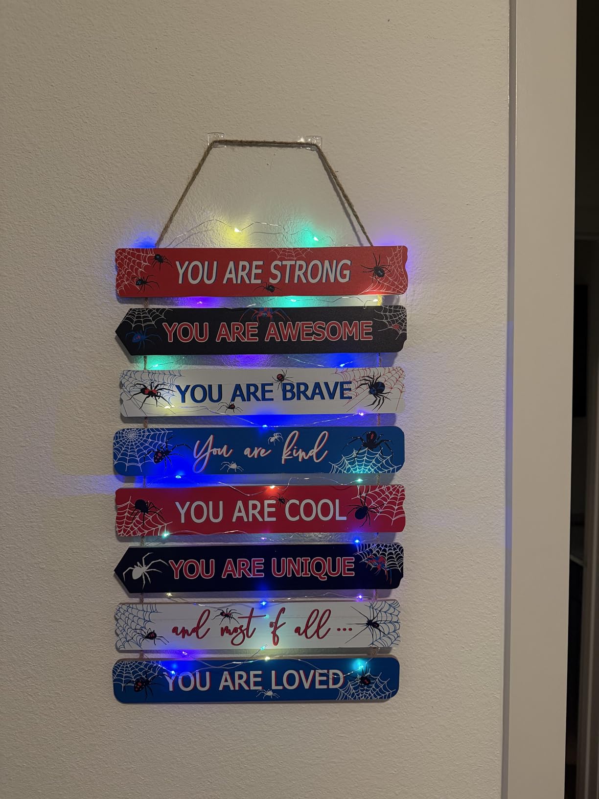 Vintage Classic Butterfly Sign Nursery Wall Decor Set of 8 with LED Lights, 11.4x2 Pink Cute Plaque Wall Art for Baby Girl Kid Teen Toddlers, 8 PCS Positive Wooden Quote Gift for kawaii Fairy Room customer photo 2