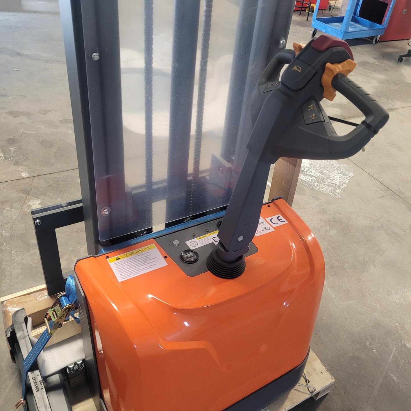 Tory Carrier Full Electric Pallet Stacker 3300 lb. Cap. 98'' Lift Height Walkie Forklift with Adjustable Forks and Legs, Material Lift, Maintenance Free Gel Battery, Compact Size Pallet Truck Dolly customer photo 1