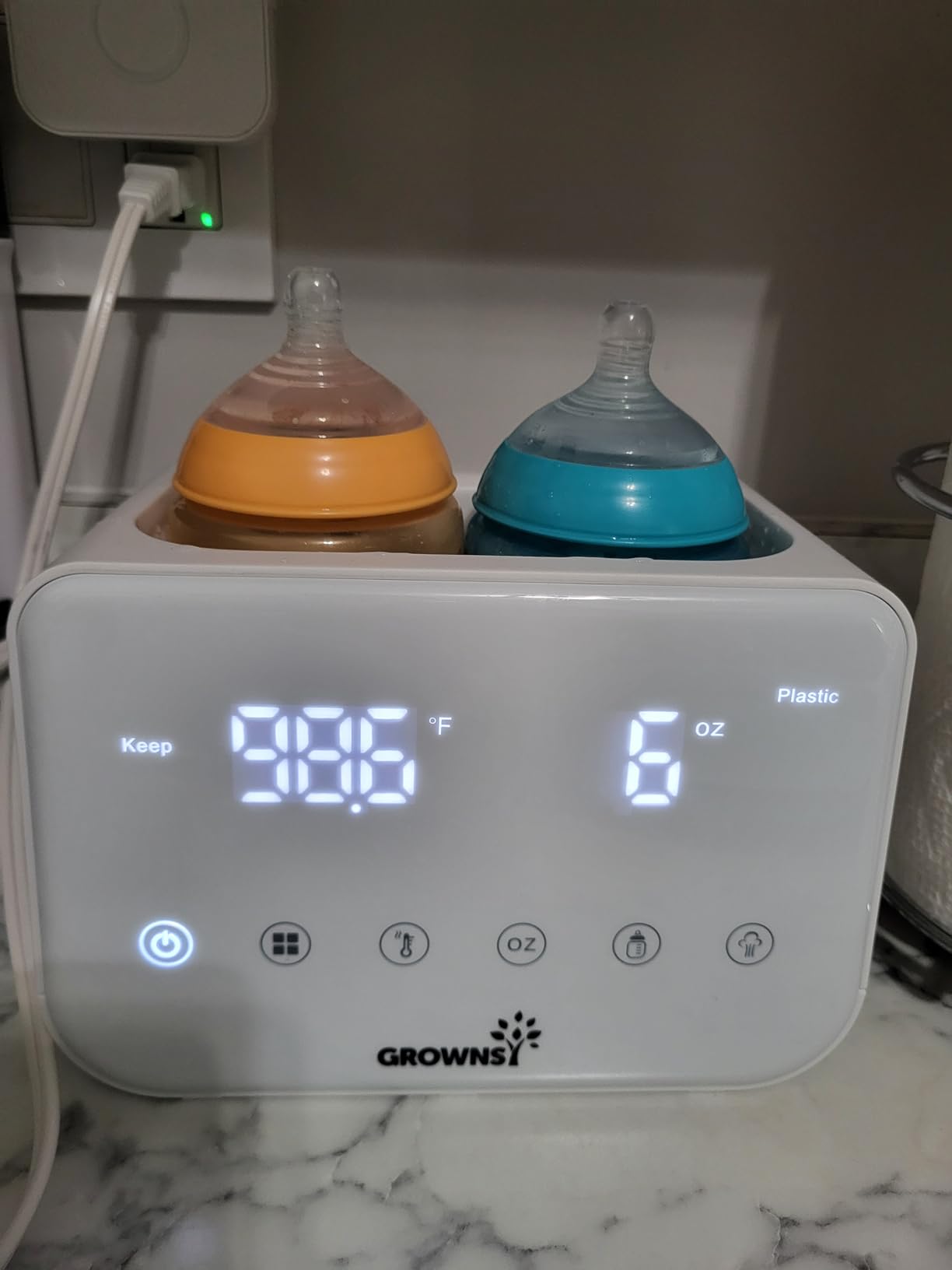 GROWNSY Fast Double Baby Bottle Warmer for Breastmilk & Formula, Gray customer photo 1
