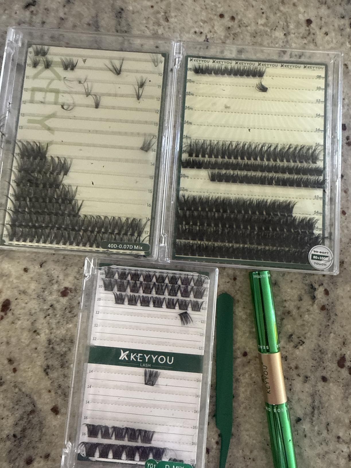KEYYOU Lash Clusters Kit 80D100D 280Pcs D Curl 8-16mm customer photo 2