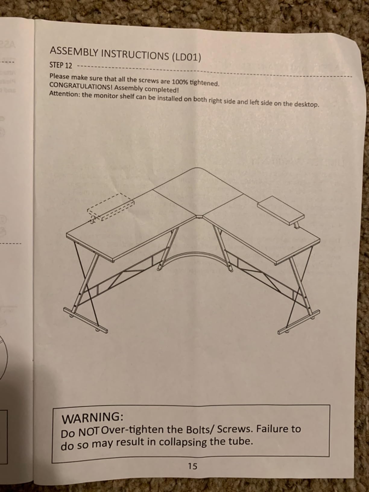 Mr IRONSTONE Gaming Desk with LED Lights, L Shaped Desk Corner with Cup Holder & Headphone Hook, Computer Desk Home Office Desks with Large Monitor Stand, Carbon Fiber Surface, Black 51 Inch customer photo 1