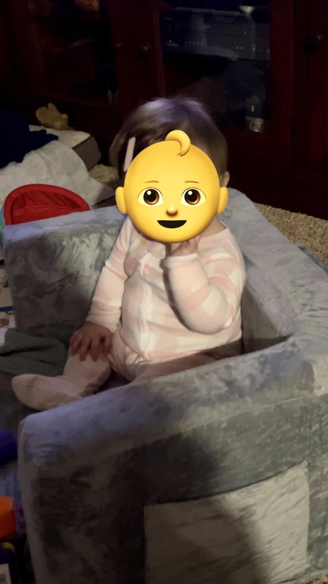 Toddler Couch Chair, Foldable Kids Couch Comfy 1-3 Years Old, Grey customer photo 1