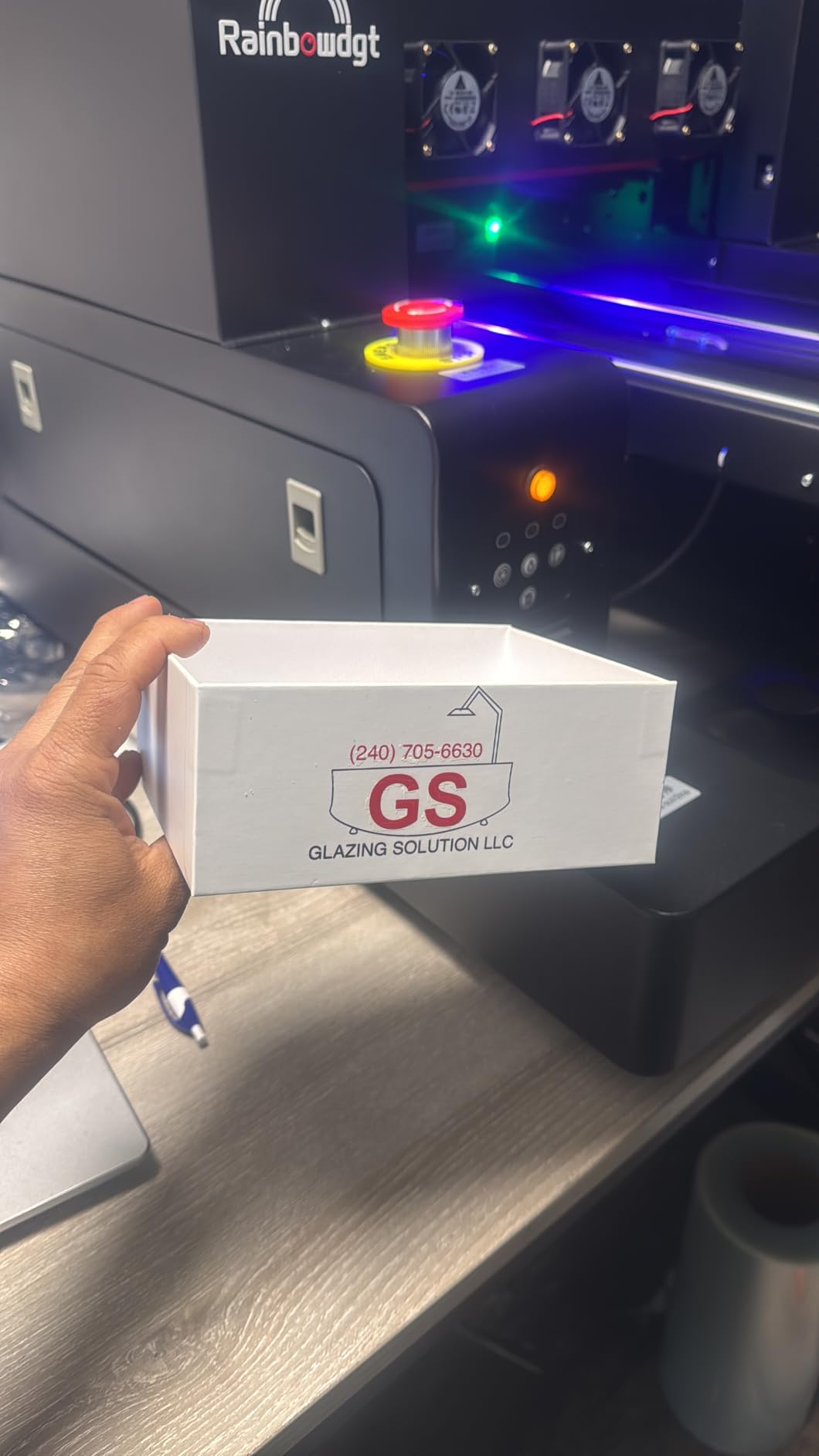 RAINBOWDGT A3 UV Printer Machine, 5760x2880 DPI, Bottle Holder & Stickers | 3D Embossing, White Ink Circulation, Auto Cleaning, Vacuum Platform for Phone Cases, Cups, Acrylic, Metal, Leather, Wood customer photo 2