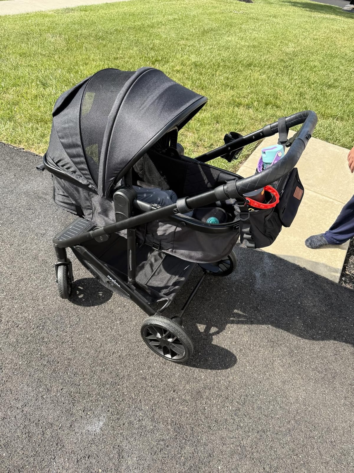 newyoo Nestro 516M 2-in-1 Convertible Infant Stroller, Pramette Mode, Black, Newborn ready, reversible, 3 position recline, 180 degree lie flat, breathable mesh, UPF 50 canopy, large basket customer photo 1