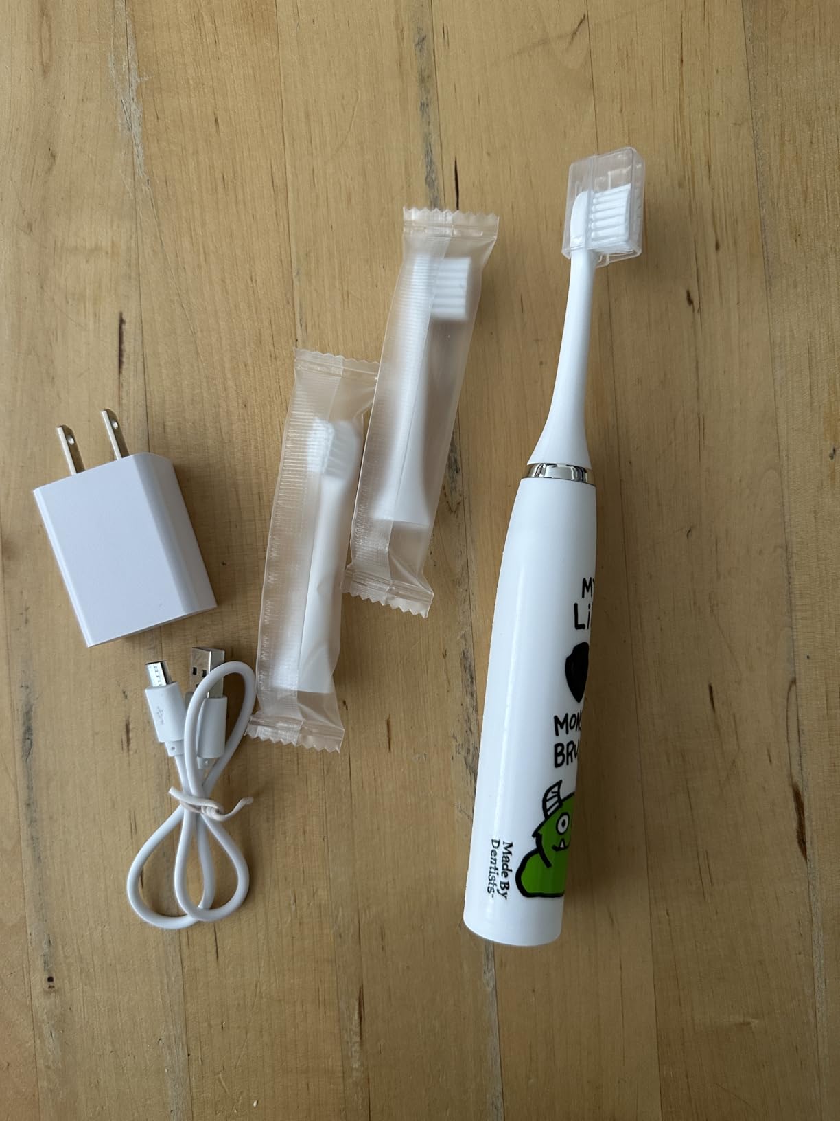 Made by Dentists Kids Electric Toothbrush - Rechargeable Vibrating Toothbrush with Timer, Includes 6 Replacement Heads, Gently Cleans Teeth, Kid & Toddlers Age 2+, Shark customer photo 2