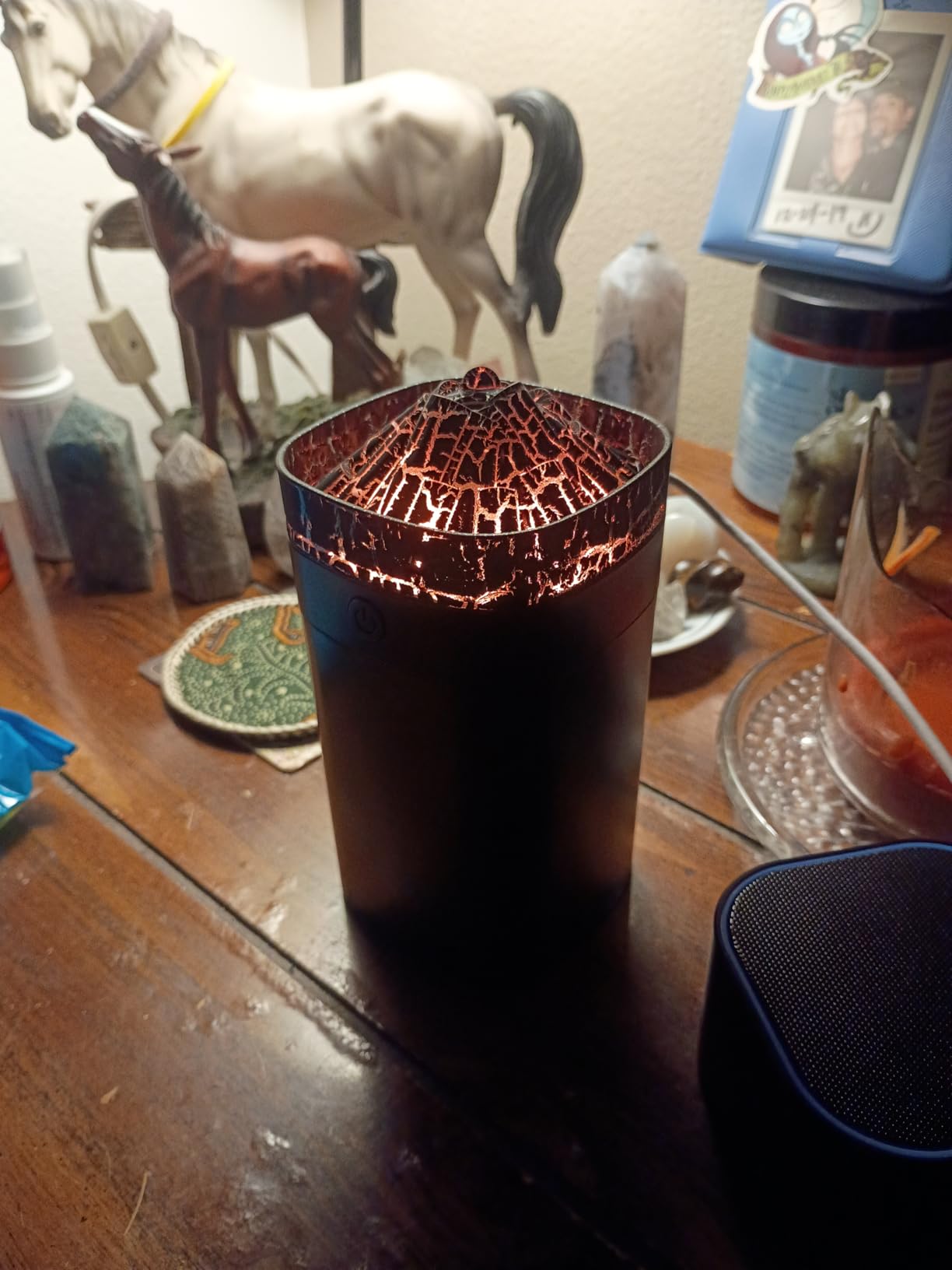 Portable Small Humidifier, 400ml, Black-Crackle customer photo 2