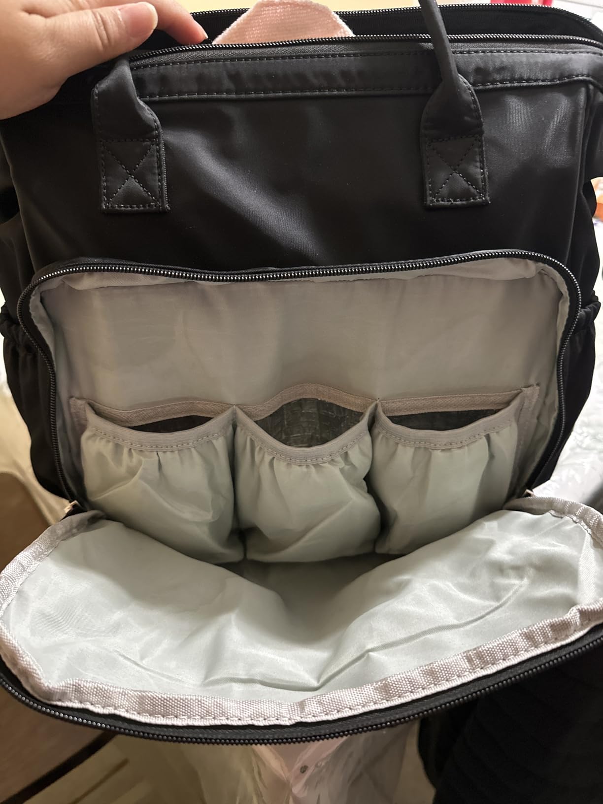 LORADI Large Diaper Bag Tote (Mocha, Large-20L) | 14 Pockets, Convertible, Stroller Clips, 3 Insulated Pockets, Water-resistant customer photo 2