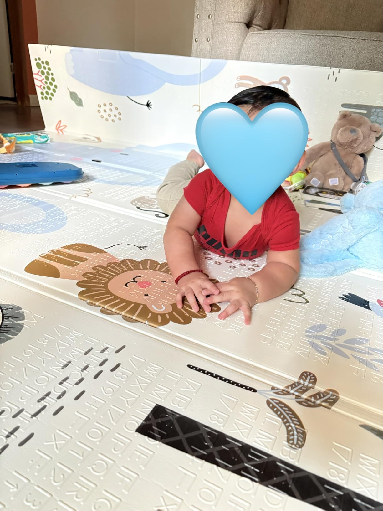 Noonkty 71x59 Foldable Foam Baby Play Mat for Floor, Babies Activity Tummy Time Playmat, Kids Non Toxic Foam Thick Play Mat for Baby, Toddlers, Waterproof & Anti-Slip Crawling Mats customer photo 1