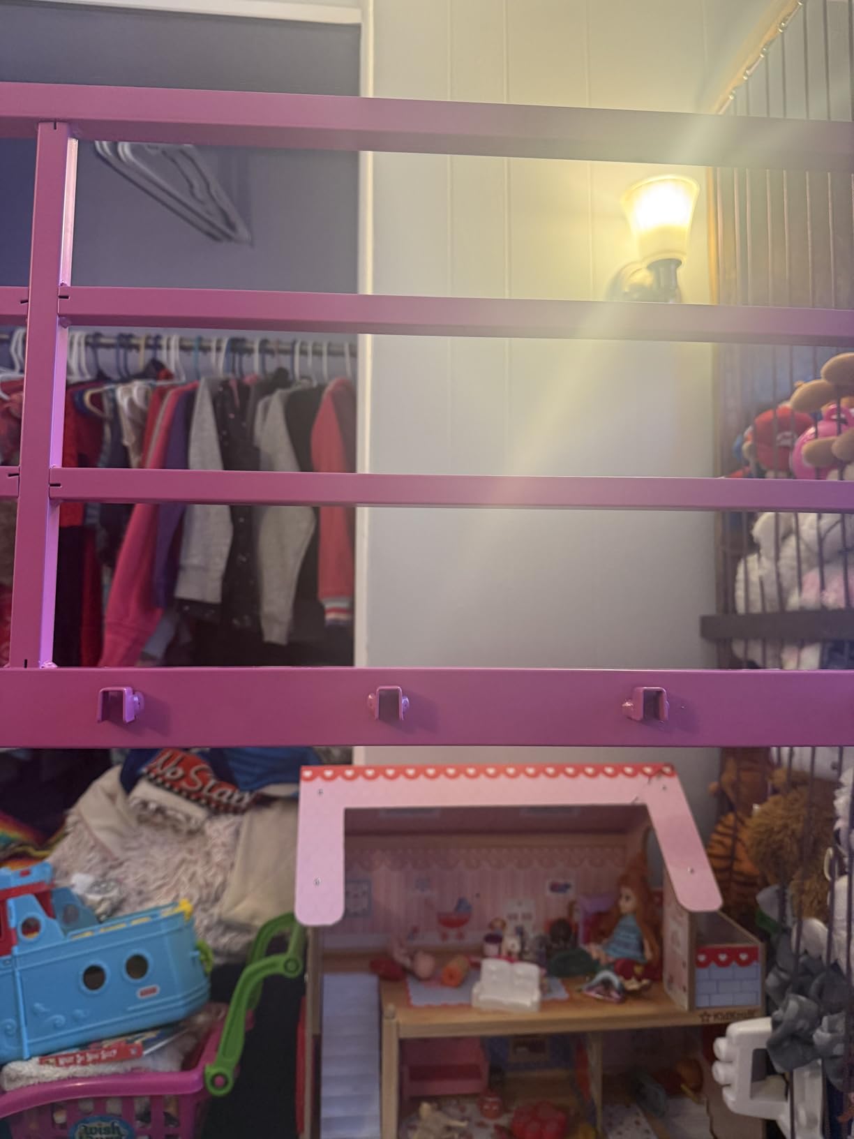 DICTAC Low Loft Bed Twin Size with Storage Bins and Reading Corner, White customer photo 1