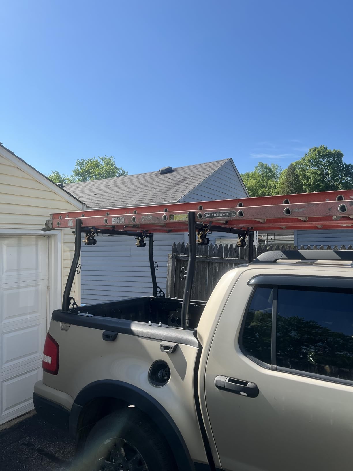 VEVOR Truck Ladder Rack, 49-73 in Width, Extendable Universal Cargo Rack, Heavy Duty Steel with 800 lbs Static Load Capacity, Ideal for Canoes, Surfboards, Ladders, Lumber, Tents, and Large Cargo customer photo 1