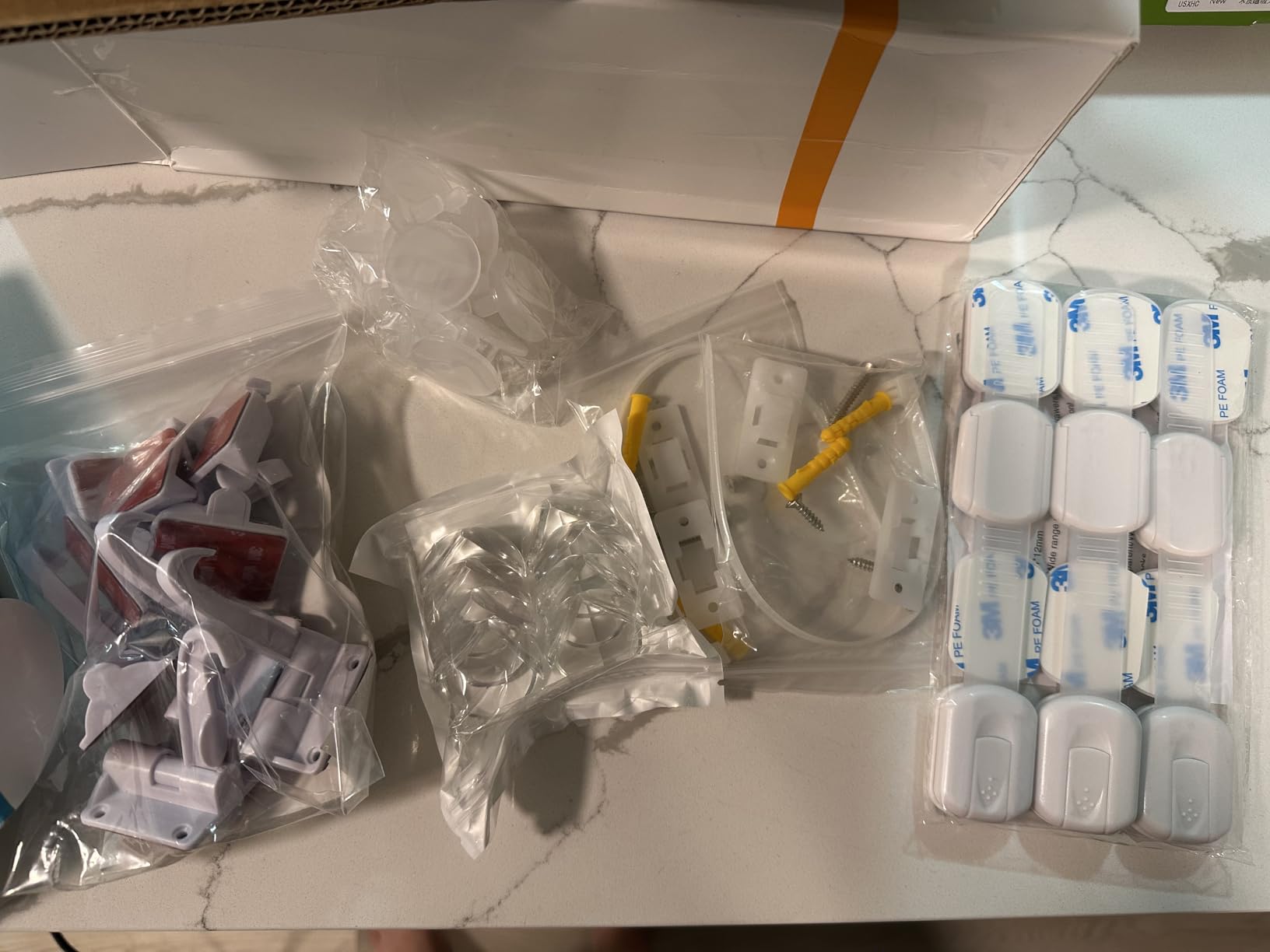 40 Pack Baby Proofing Kit | Hidden Cabinet Drawer Locks, Adjustable Latches, Outlet Covers, Corner Guards & Anti Tip Furniture Anchors Kit. Protecting Baby From Safety Hazards in Your Home. customer photo 1