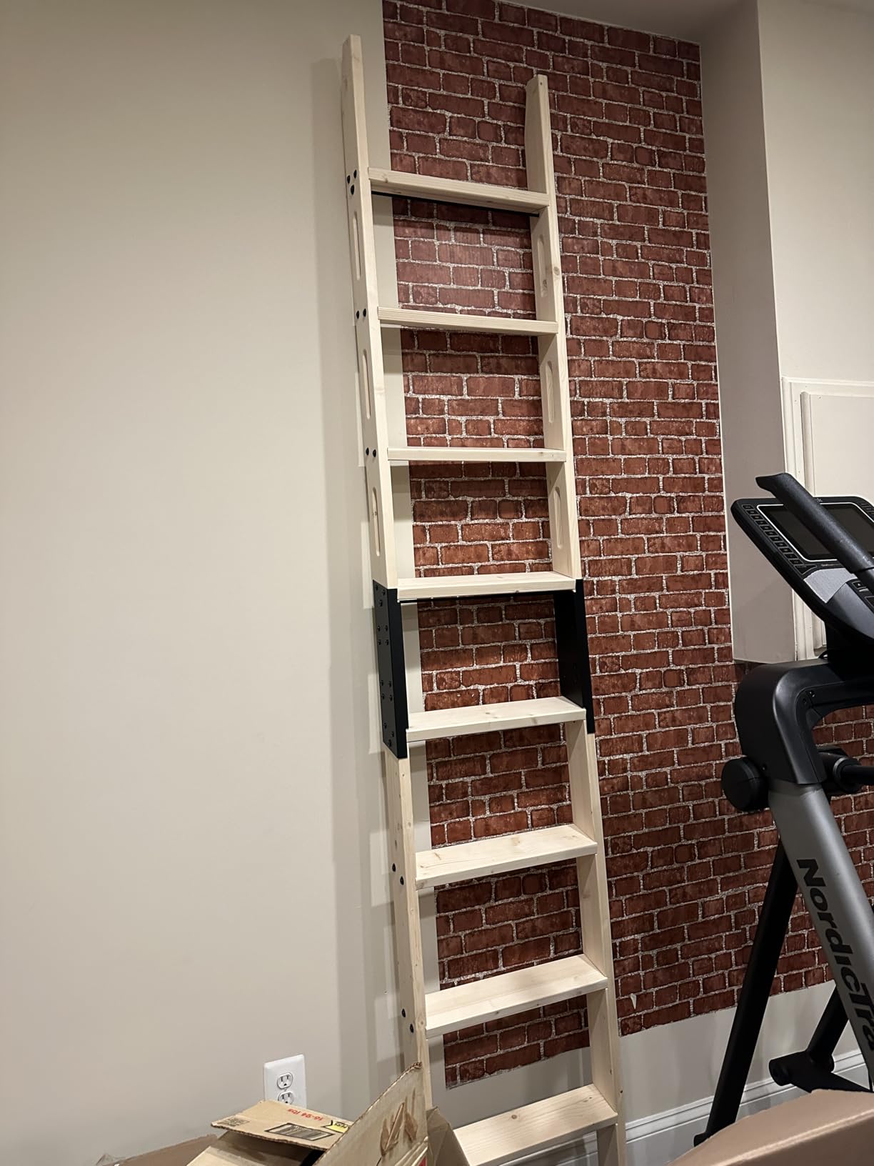 Rolling Library Ladder 8ft, 450lbs Capacity, 7 Steps with Build-in Handrail, Solid Wood, Easy Assembly for Loft Bookshelf Kitchen Attic Outdoors, DIY Stain (No Sliding Hardware) customer photo 2