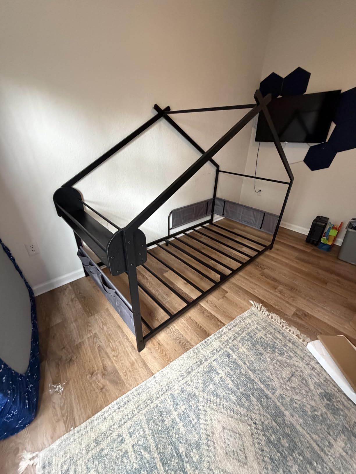 Timy House Shape Twin Size Montessori House Bed Metal Floor Bed with Caddy customer photo 1