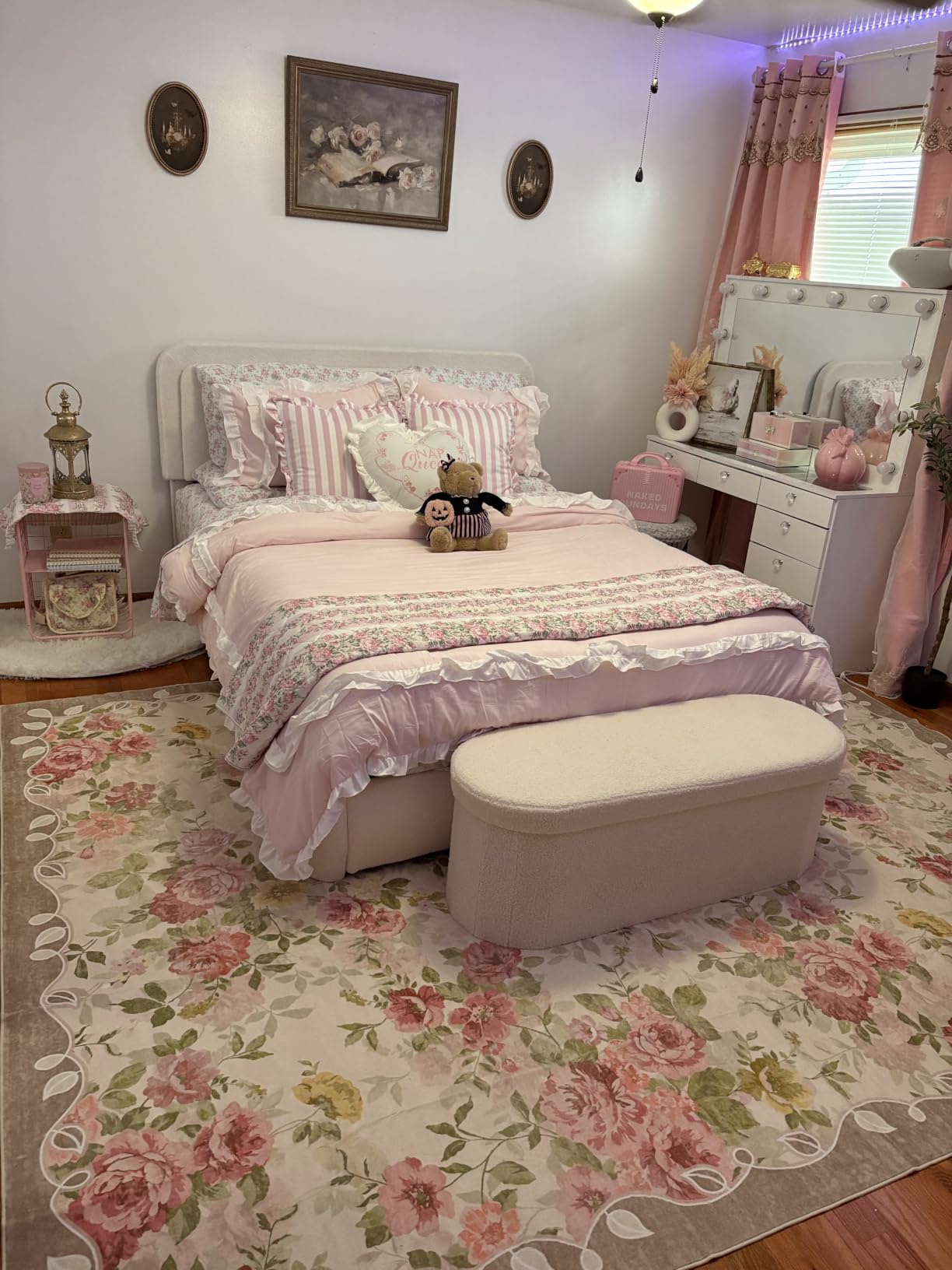 Lahome Floral Washable 3x5 Rug, Small Girls Rugs for Bedroom Soft Non-Slip customer photo 1