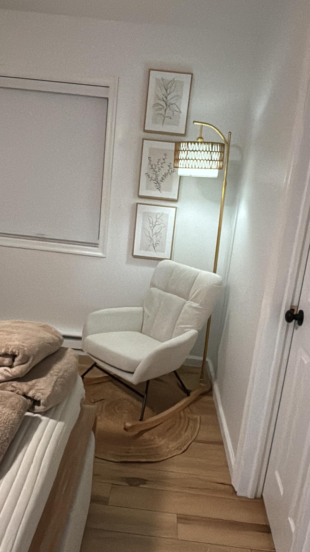 Nursery Rocking Chair Upholstered Glider Rocker, Beige customer photo 1