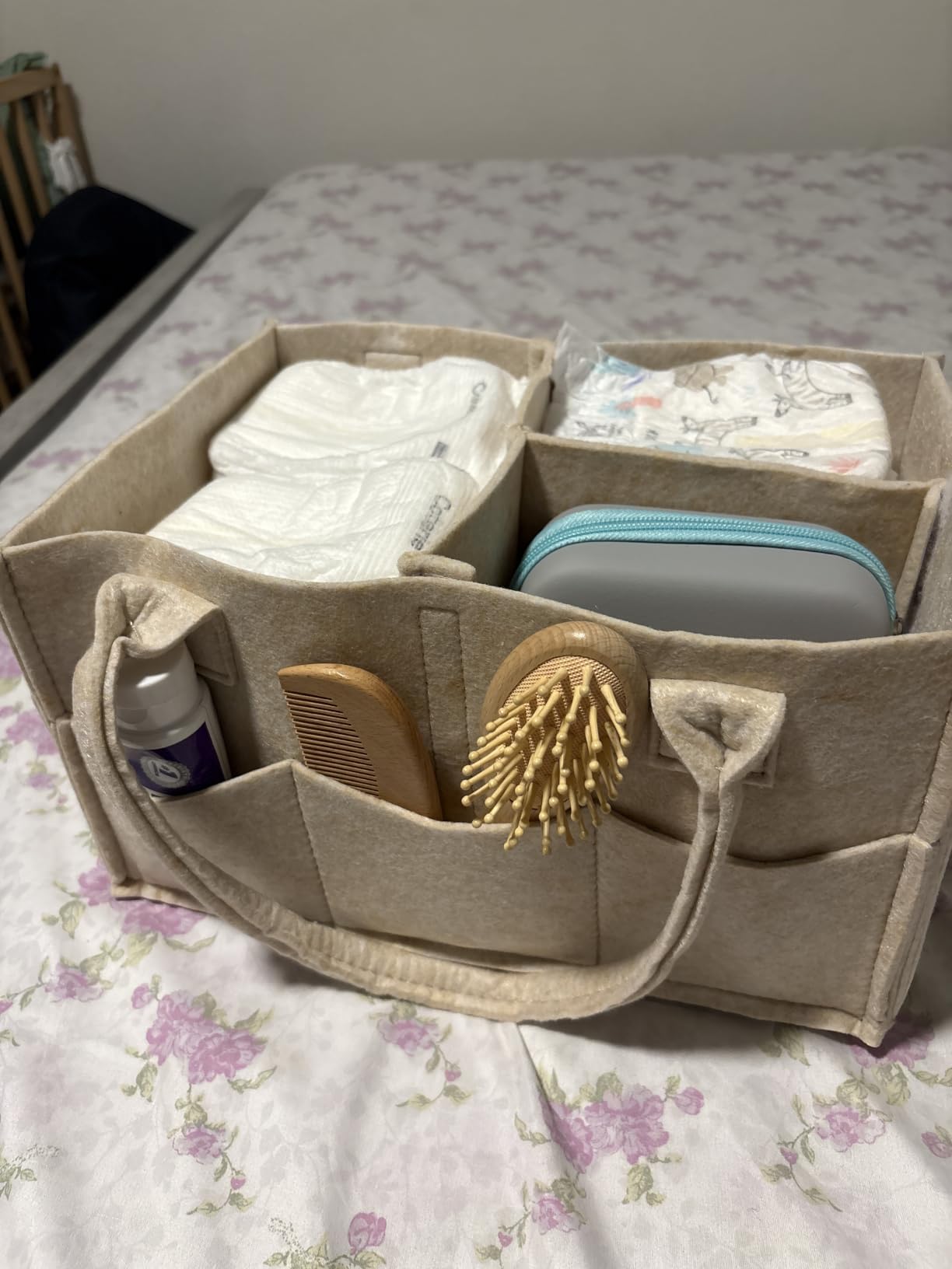 HIPHOP PANDA 2-Pack Diaper Caddy Organizer - Newborn Essentials Baby Registry Must Haves - Sturdy Nursery Storage Bin & Portable Car Caddy for Diapers & Wipes - Grey/Oatmeal Gift Set customer photo 1
