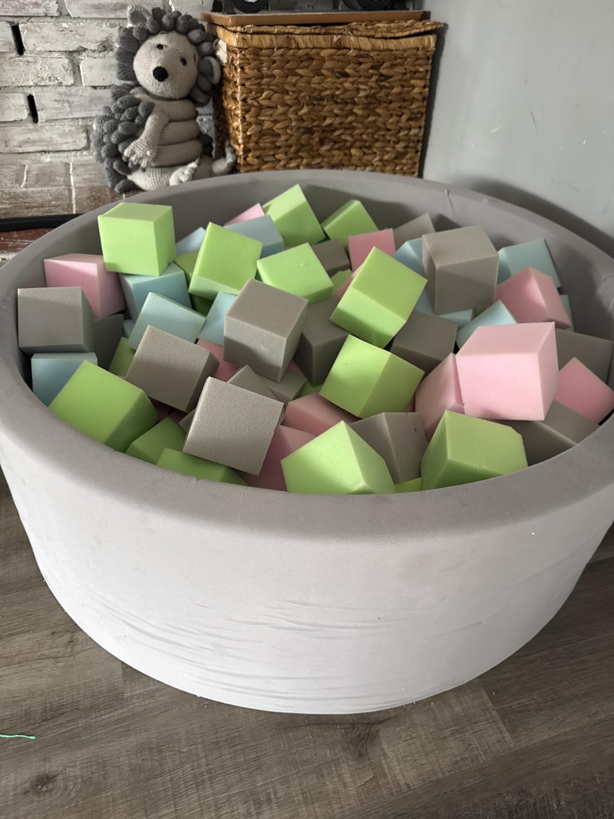 TRENDBOX Foam Cube, 100 PCS of 3.15 x 3.15 x 3.15 Inch Soft Blocks, Gymnastics, Rock Climbing, Trampoline and Other Sports Cushion Pads, Indoor Park Foam Pit Filler - Light Green customer photo 1