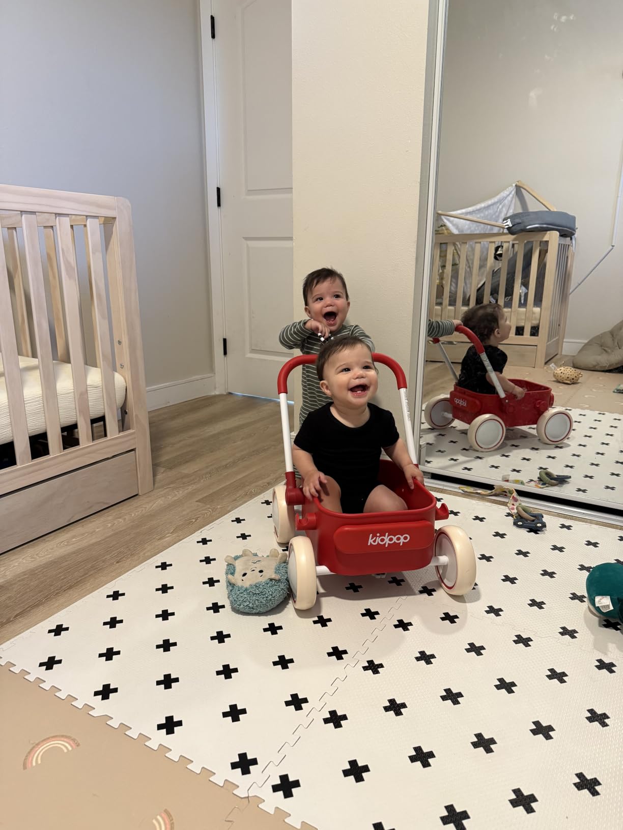 Kidpop PULA 2-in-1 Push and Pull-Along Wagon, Baby Push Walker for First Learner from 7 Month to 4 Year, One Year Birthday Gifts, Sturdy and Safe, Indoors and Outdoors (White) customer photo 1