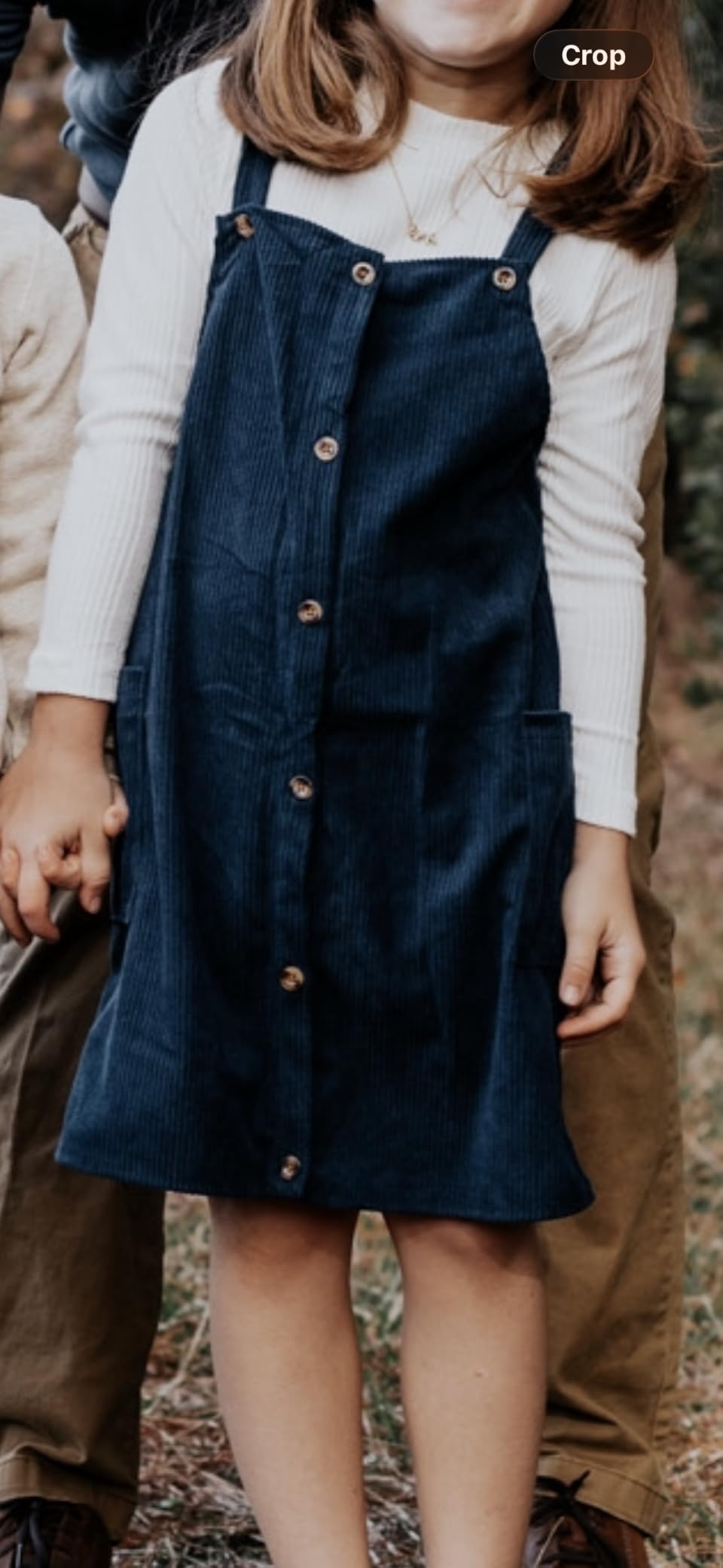 HINTINA Toddler Little Girl Corduroy Button Down Overall Dress Set 2-7Y customer photo 2