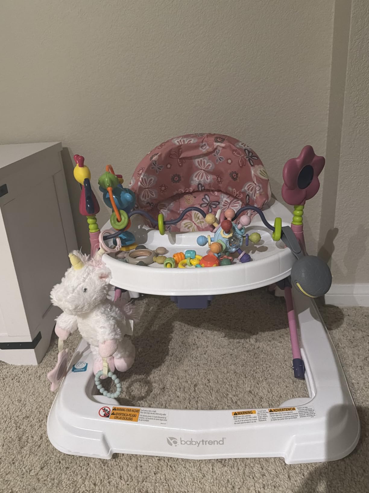 Smart Steps Trend Activity Walker with Removeable Toy Bar, Multi-Directional Front Wheels, Tray, Adjustable Height and Flat Fold Frame for Storage, Ages 6 Months +, Zoo-ometry White customer photo 2