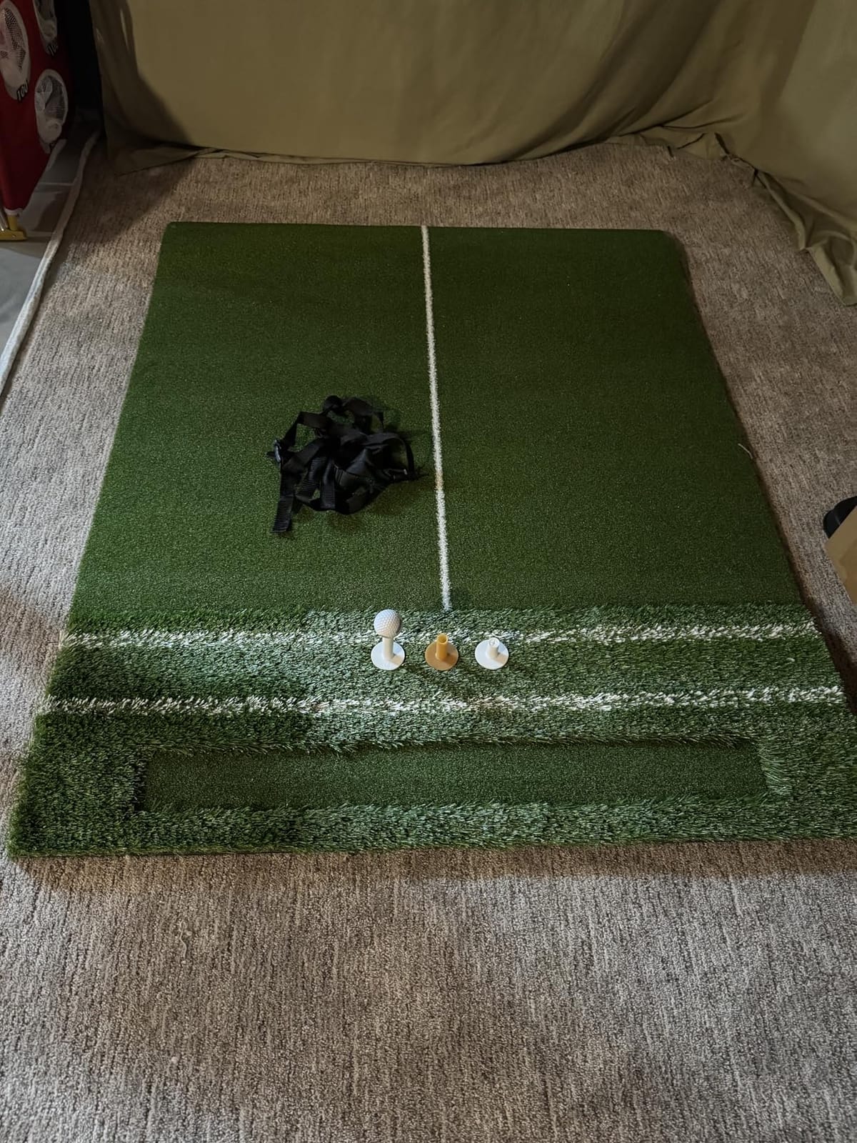 RELILAC Dual Turf Golf Mat with Ball Tray,5x4Ft 26-50mm Thickened Golf Hitting Mats for Indoor/Outdoor Practice,Turf Driving Range Mats for Golf Simulators and Chipping Swing Driving Training customer photo 2