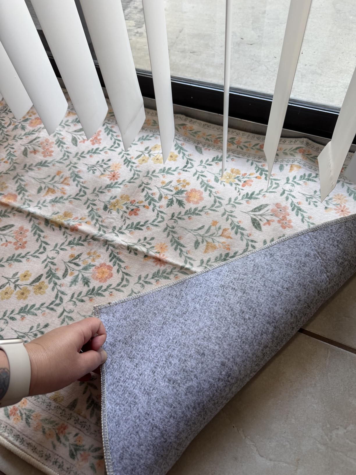 PLHXFR Area Rug Living Room: 4x6 Floral Washable Boho Carpet Dark Green customer photo 1