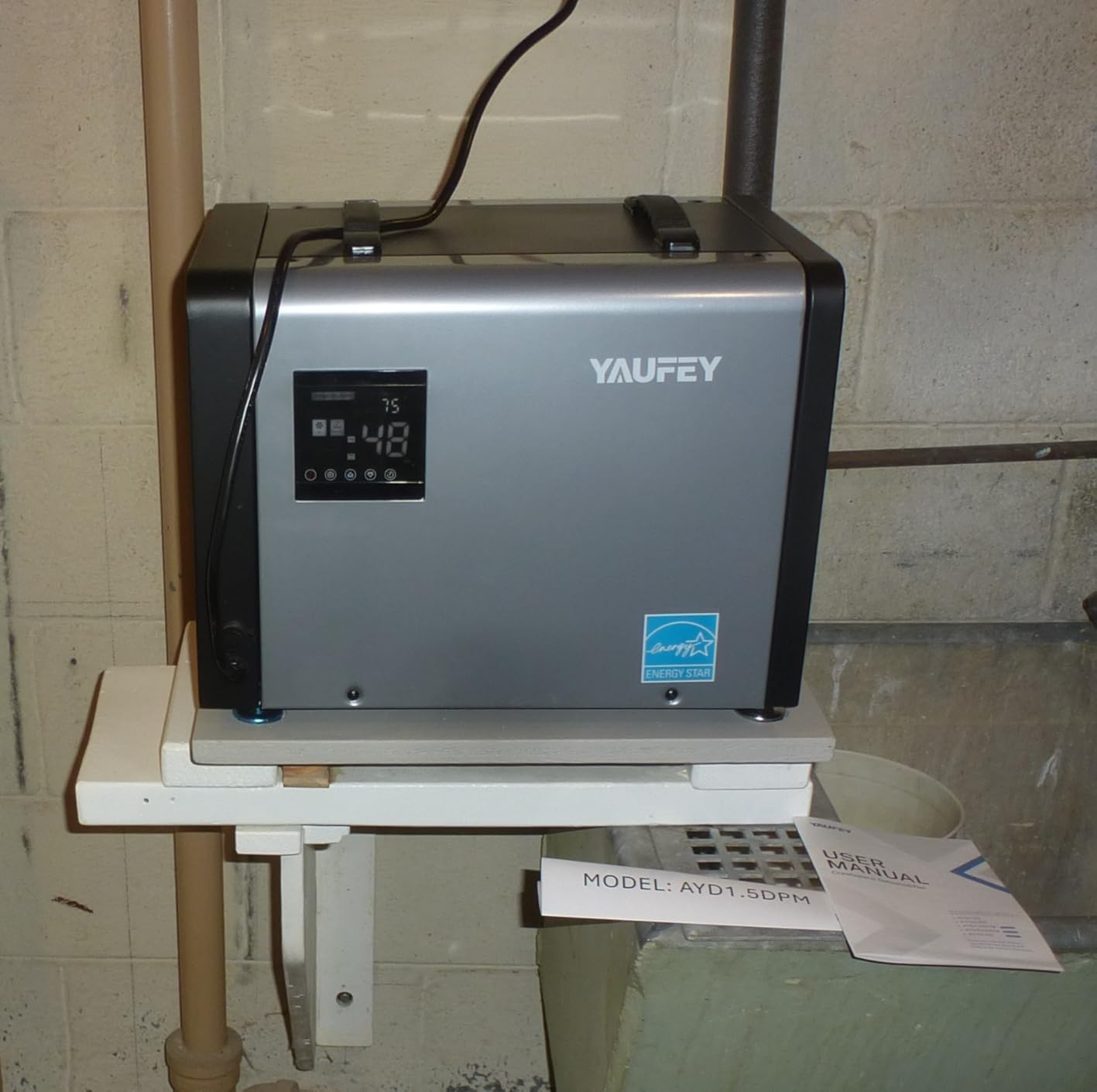 Yaufey 70 Pints Energy Star Commercial Dehumidifier with Pump for 5000 Sq. Ft. Crawl Space, Basement, Industrial, 10-90% RH Humidity Control, 24/7 Continuous Drainage, TUV Certified, 5-Year Coverage customer photo 1