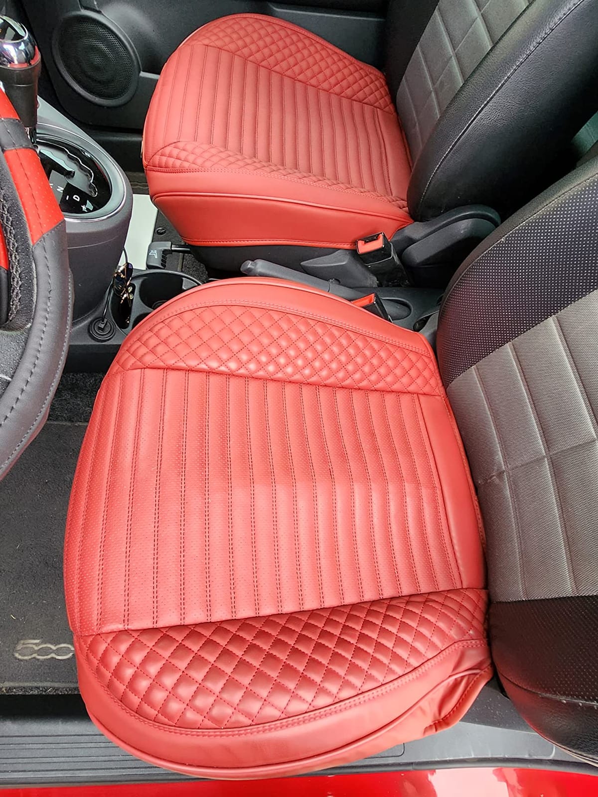 TIEHESYT Luxury Faux Leather Car Seat Cover Front Bottom Protector, Seat Cushion Without Backrest, Anti-Slip and Wrap Around The Bottom, Fit Most Cars & Vehicles, 1 Piece, Brown customer photo 1