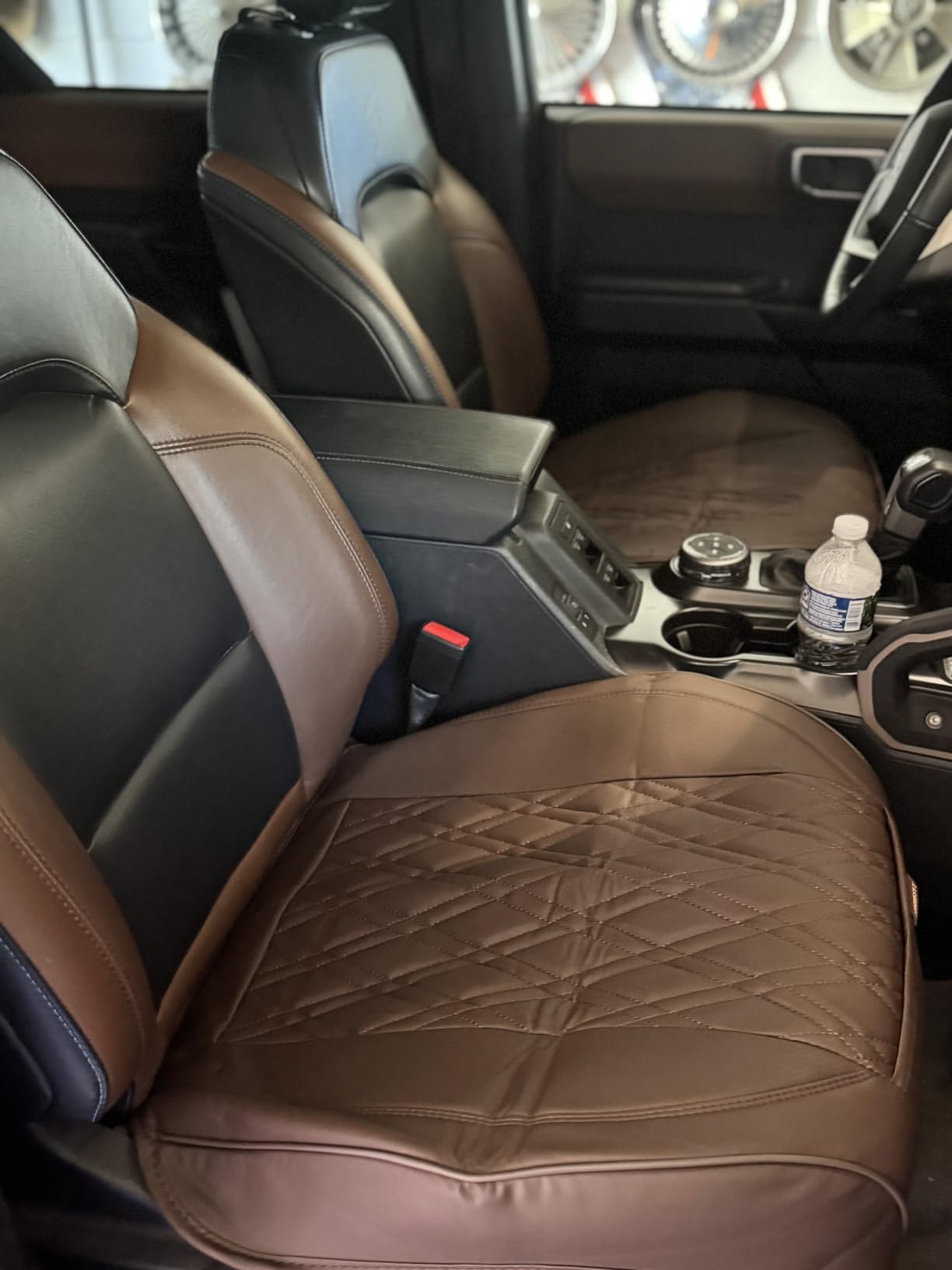 TIEHESYT Luxury Faux Leather Car Seat Cover Front Bottom Protector, Seat Cushion Without Backrest, Anti-Slip and Wrap Around The Bottom, Fit Most Cars & Vehicles, 1 Piece, Brown customer photo 2
