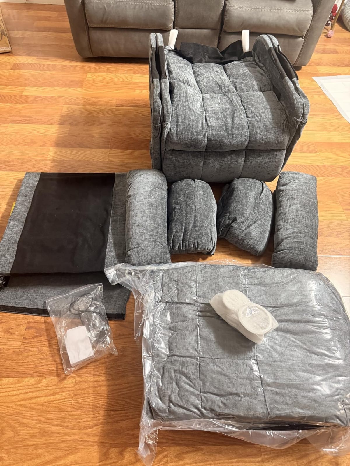 Korser 360° Swivel Rocker Recliner for Adults, Nursery Glider Recliner with Massage and Heating, Rocking Chair with Cup Holder, Manual Recliner Chair for Living Room, Bedroom (Fabric, Dark Gray) customer photo 2