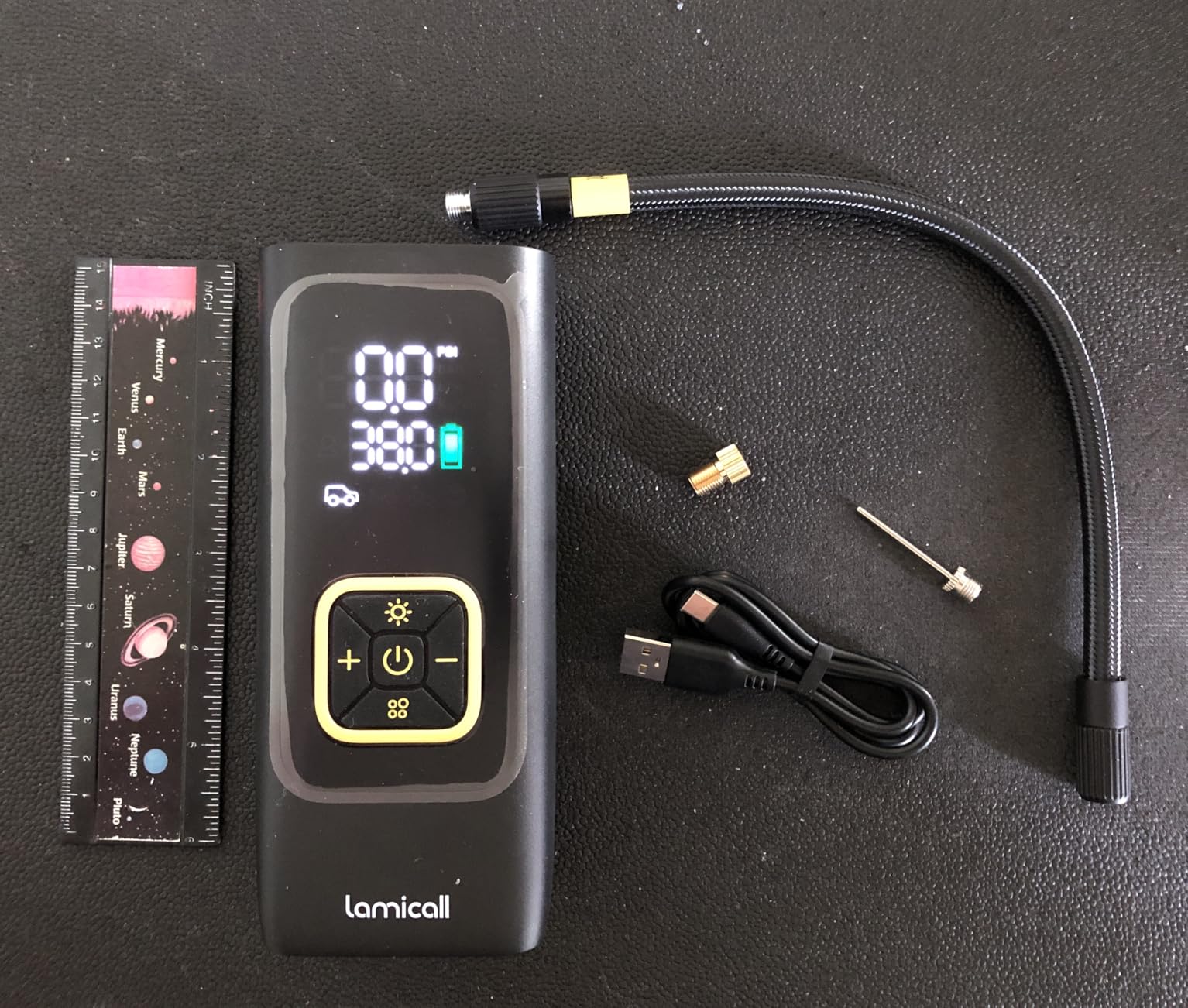 Lamicall Car Tire Inflator Portable Air Compressor, 4X Faster, 150 PSI | with Auto Stop, Rechargeable, Pressure Gauge Display, LED Light, Car Accessories Automatic Air Pump for Motorcycle Bike Ball customer photo 2