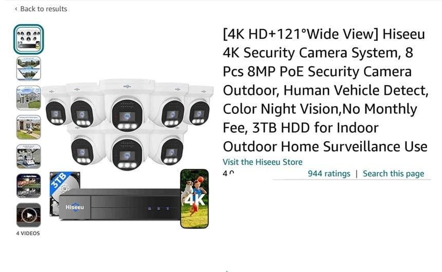 【6TB HDD】 Hiseeu 12MP NVR Security Camera System, 16 Pcs 4K 8MP IP Cameras customer photo 2