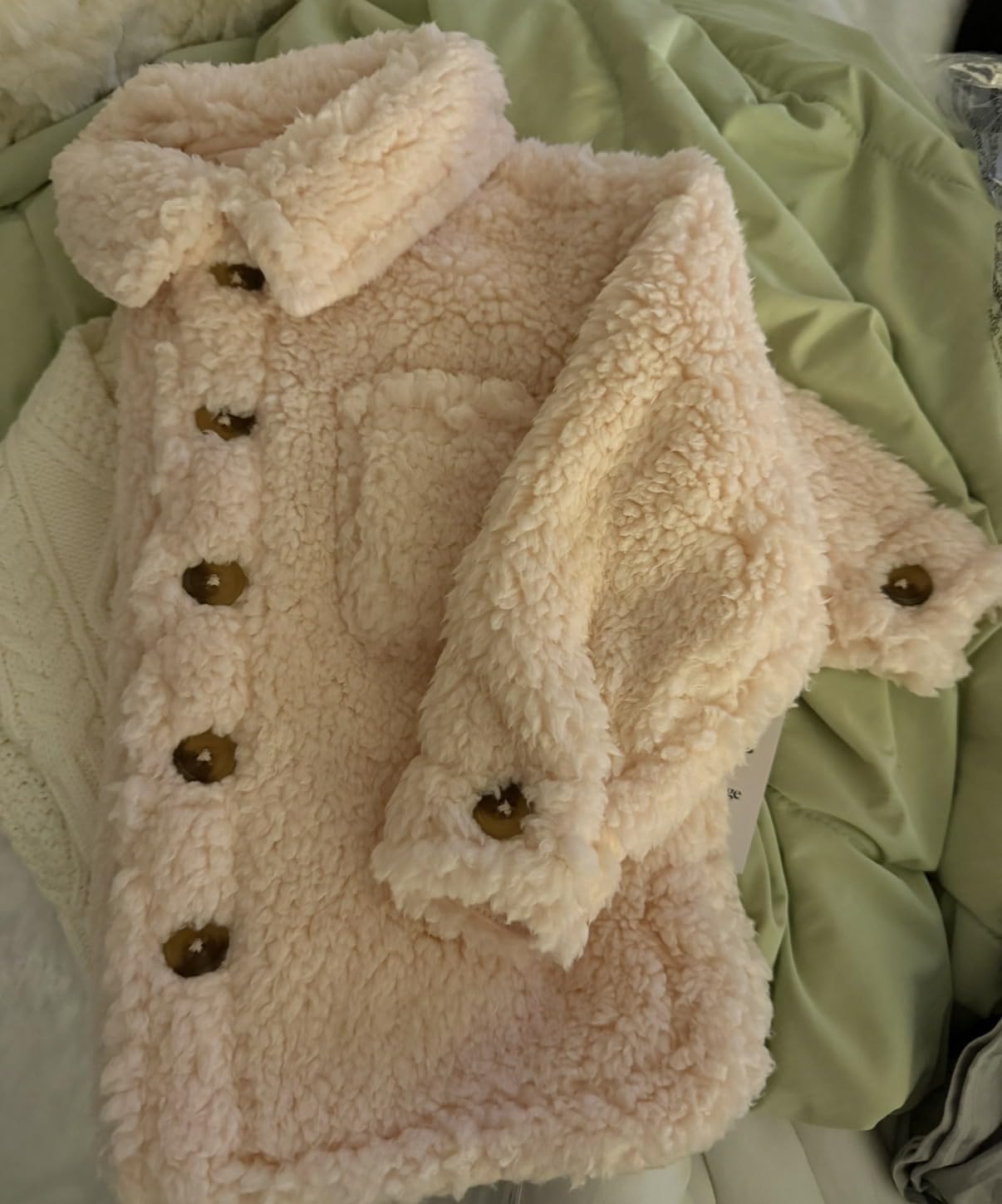 Amazon Essentials x Sofia Grainge Unisex Babies' Soft Faux Sherpa Fleece Overshirt Jacket with Pockets customer photo 2