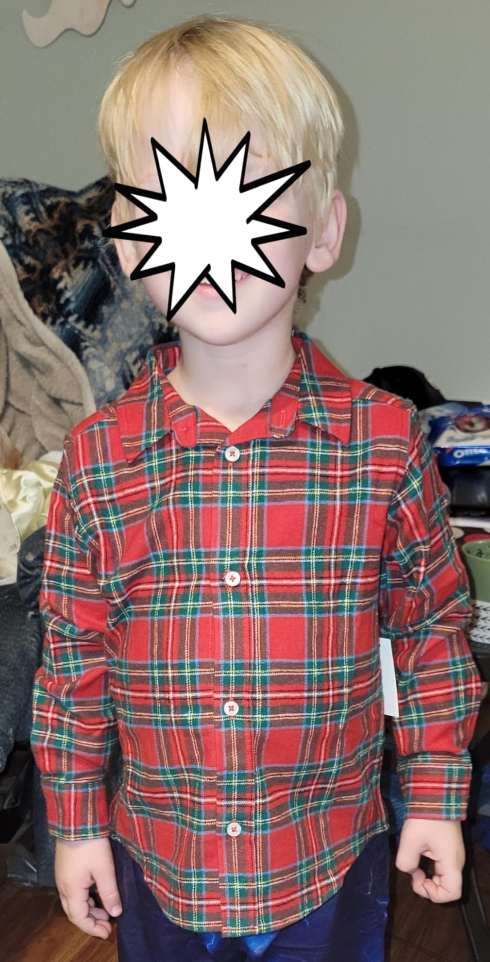 Amazon Essentials x Sofia Grainge Toddler and Baby Boys' Button Down Plaid Flannel Shirt customer photo 2