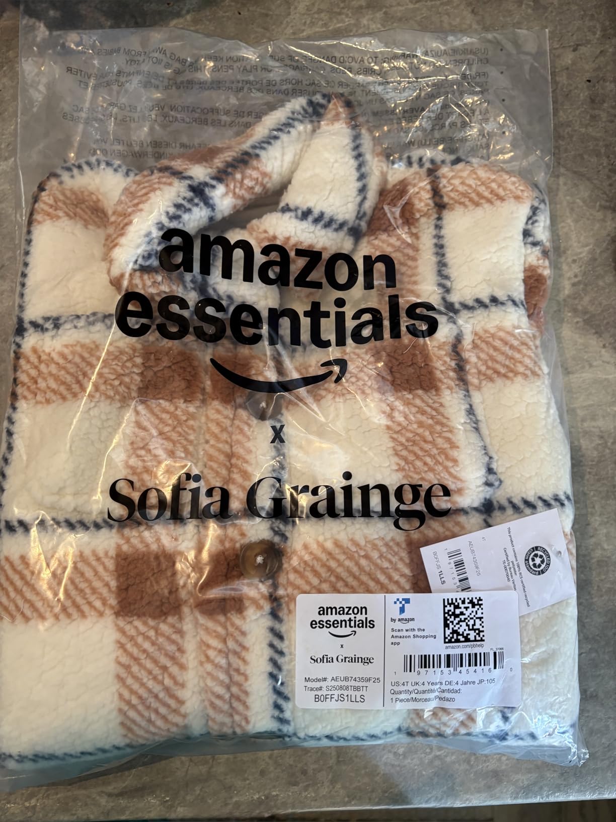 Amazon Essentials x Sofia Grainge Unisex Babies' Soft Faux Sherpa Fleece Overshirt Jacket with Pockets customer photo 1