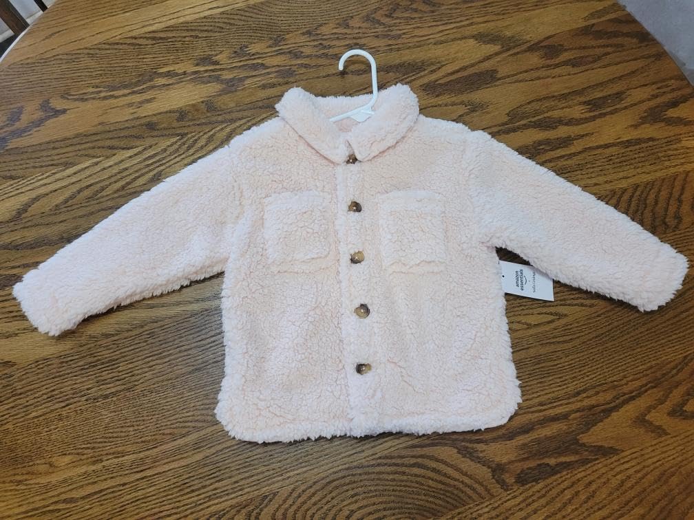 Amazon Essentials x Sofia Grainge Unisex Babies' Soft Faux Sherpa Fleece Overshirt Jacket with Pockets customer photo 2