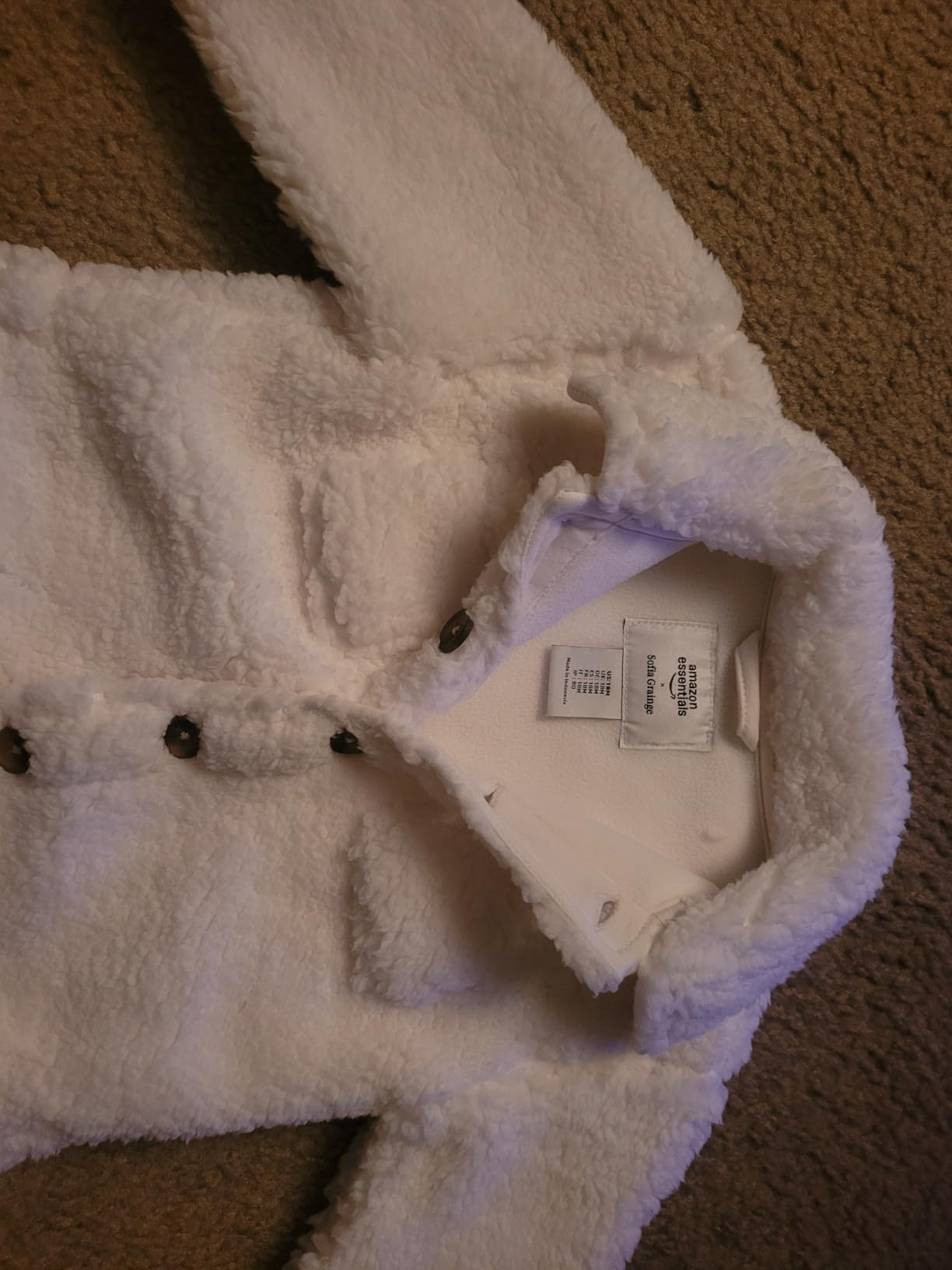 Amazon Essentials x Sofia Grainge Unisex Babies' Soft Faux Sherpa Fleece Overshirt Jacket with Pockets customer photo 1