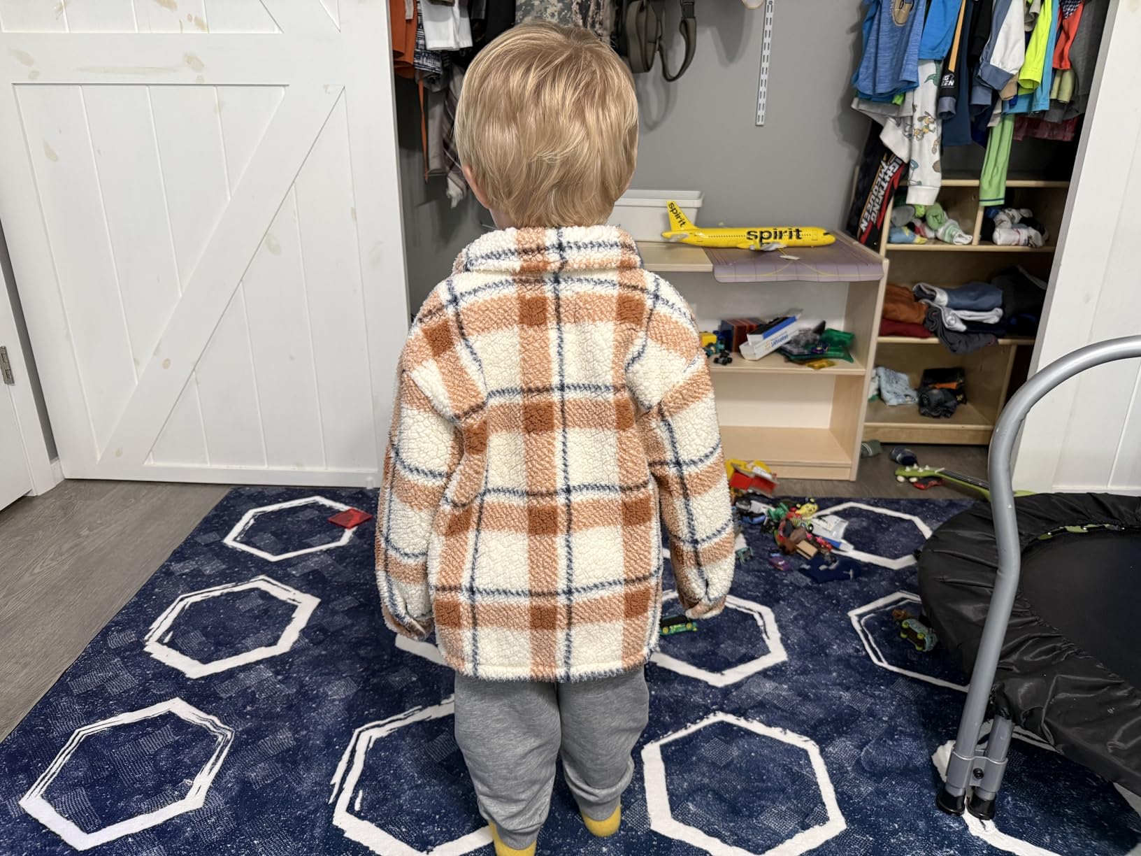Amazon Essentials x Sofia Grainge Unisex Babies' Soft Faux Sherpa Fleece Overshirt Jacket with Pockets customer photo 1