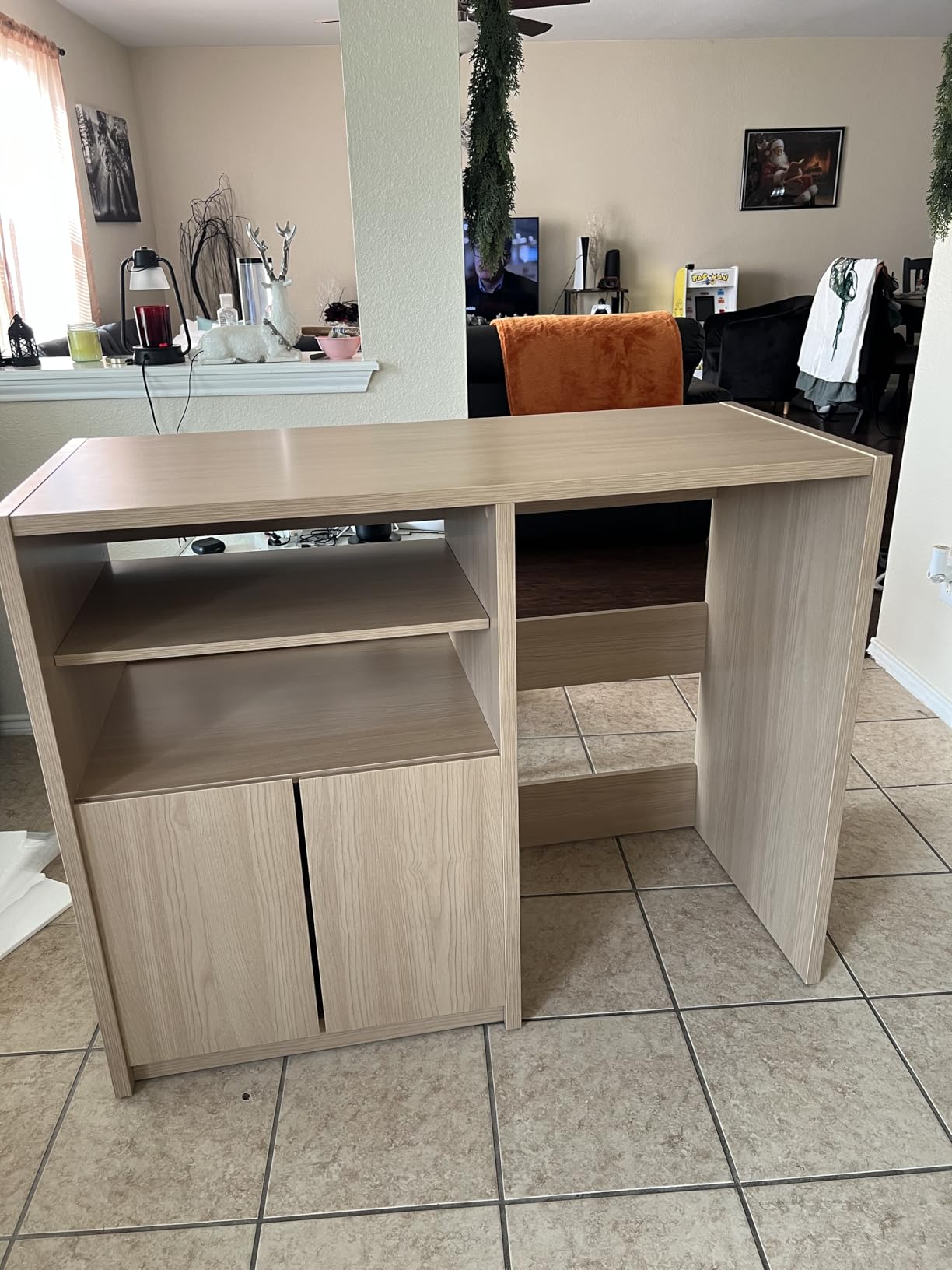 BREAKtime Commercial-Grade Refreshment Cabinet with Adjustable Shelf and Storage Ideal for Offices, Breakrooms, Employee Lounges, and Reception Waiting Rooms Driftwood 46