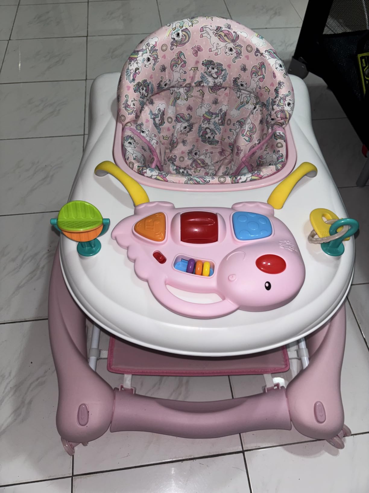 5 in 1 Foldable Baby Walker,Activity Baby Walker-Baby Bouncer,Rocker,Activity Center,Seat and Push Walker,Detachable Footrest Mat,Adjustable Speed Rear Wheels and Height,Ages 6-18 Months (Light Green) customer photo 2