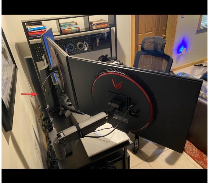 VIVO Pneumatic Arm Single Ultrawide Monitor Extra Tall Desk Mount for Up to 49 inch Screens, Heavy Duty Clamp, Holds Ultra Wides Up to 44 lbs, Black, STAND-V110K customer photo 1