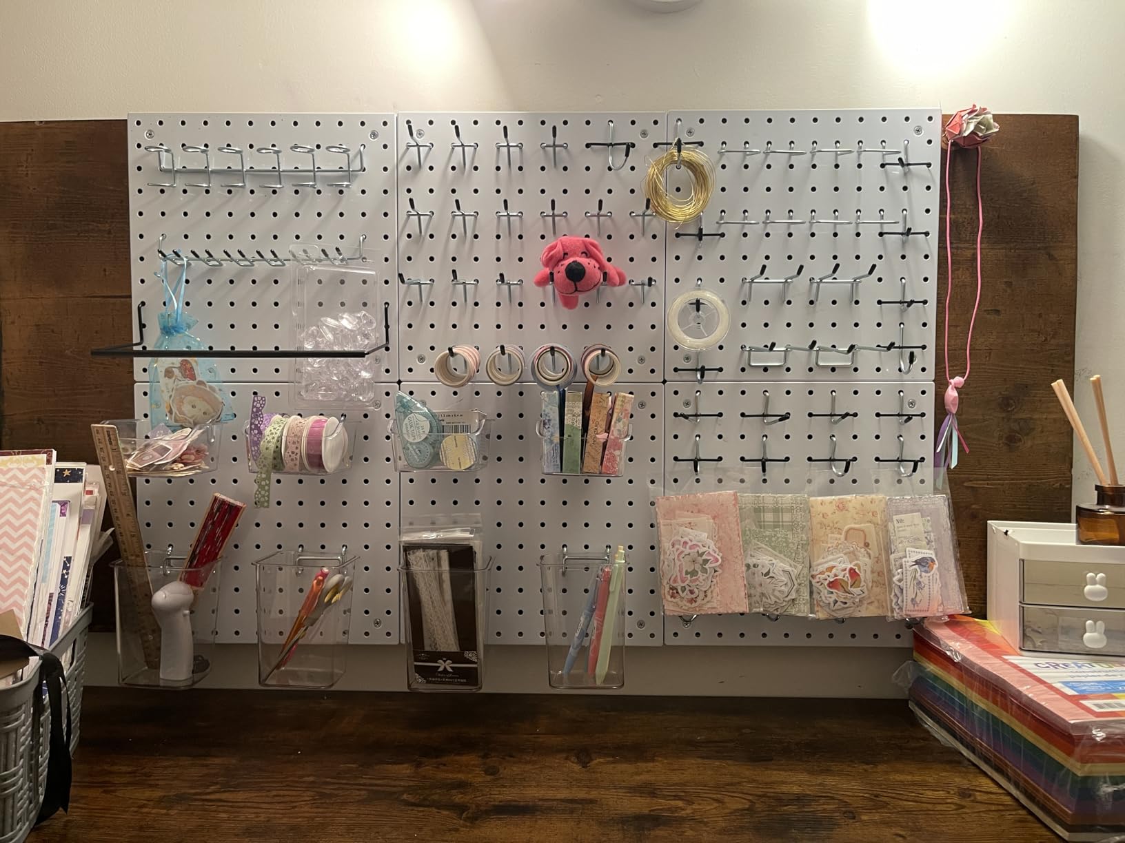 Peg Board Kit, Includes Pegboard and Accessories,with Hooks and Bins,Peg Board Wall Organizer for Office,Ornaments Display,Crafts Organization (129, Black) customer photo 2