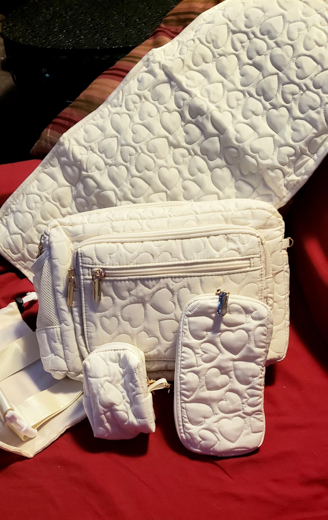 Rexmore Quilted Puffer Diaper Fanny Pack, Crossbody Mom Purse, Off White customer photo 2