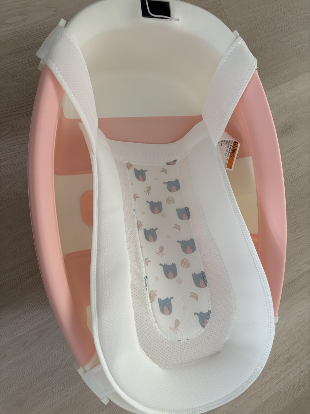 Himold Collapsible Baby Bathtub for Newborn to Toddler 0-36 Months, Spacious Foldable Infant Bath Tub with Thermometer, Cushion & Drain Hole, Portable Travel Tub Grey customer photo 2
